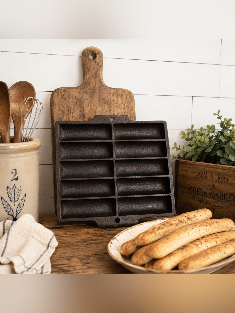 Antique Cast Iron Bread Stick Pan No. 24 Rare Mystery Pan c.1920s-30s